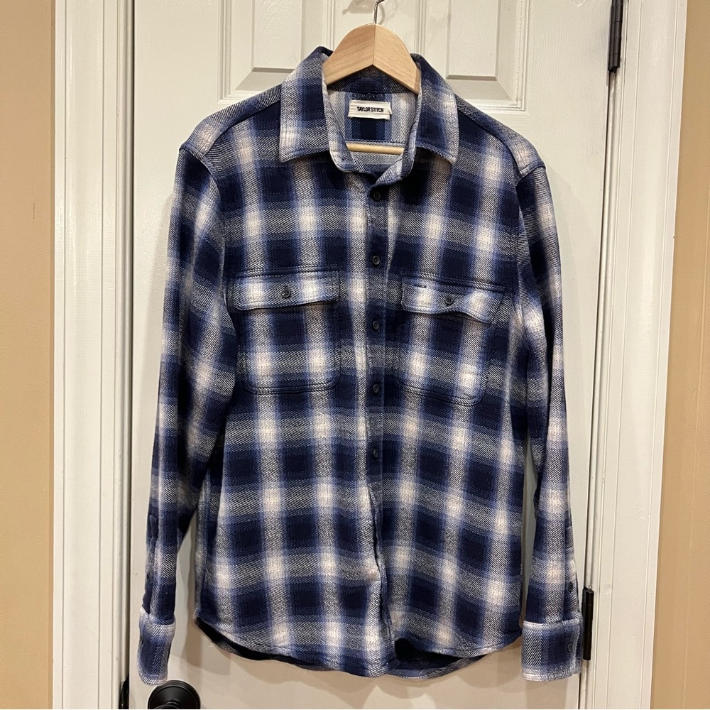 NEW Taylor Stitch The Ledge Shirt Blue Sky Plaid Flannel Button Shirt Medium - Picture 4 of 9